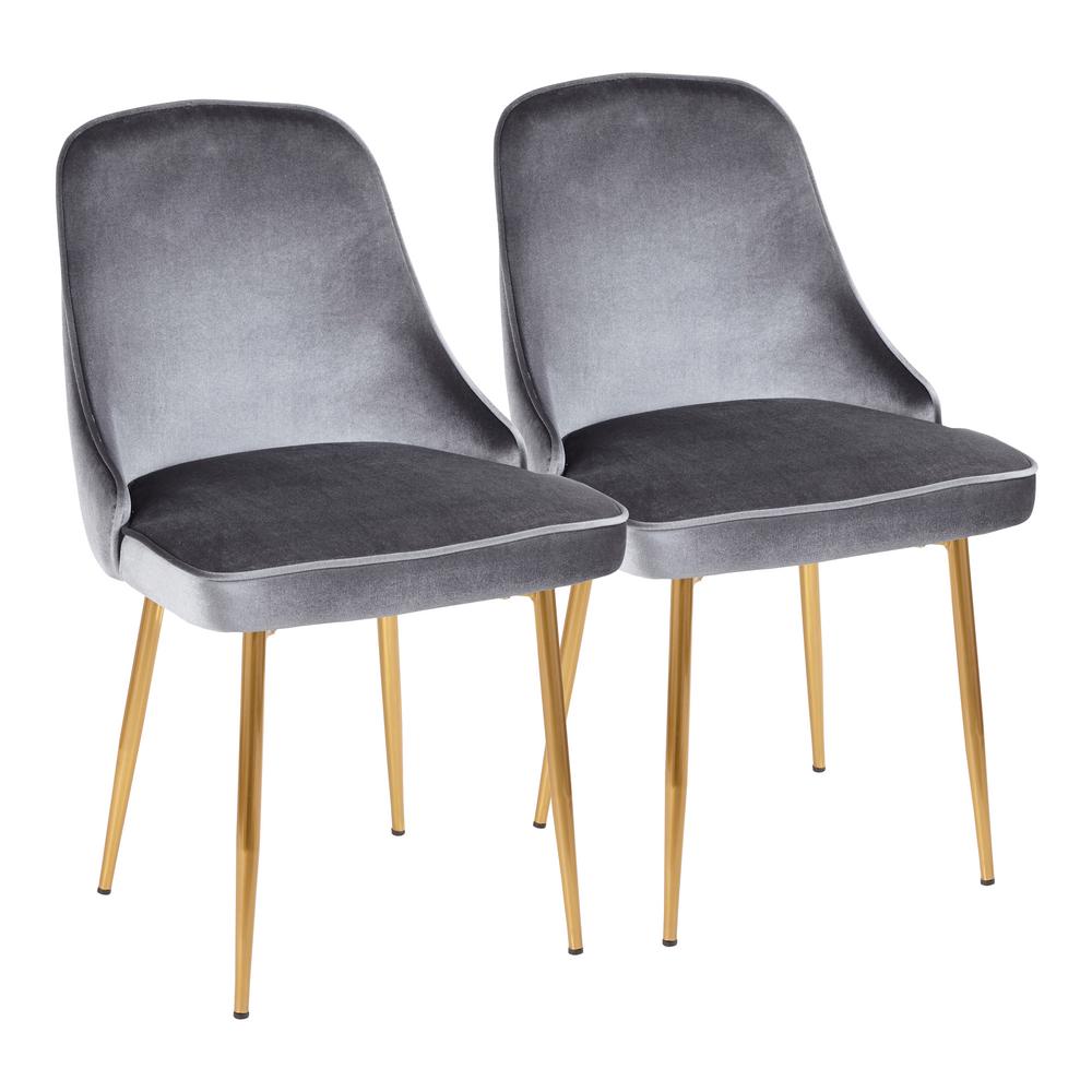 Lumisource Gold and Blue Marcel Velvet Dining Chair (Set of 2)-DC-MARCL ...