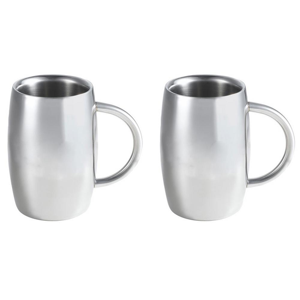 Visol Emerald 14 oz. Stainless Steel Double Walled Beer Mugs (Set of 2)