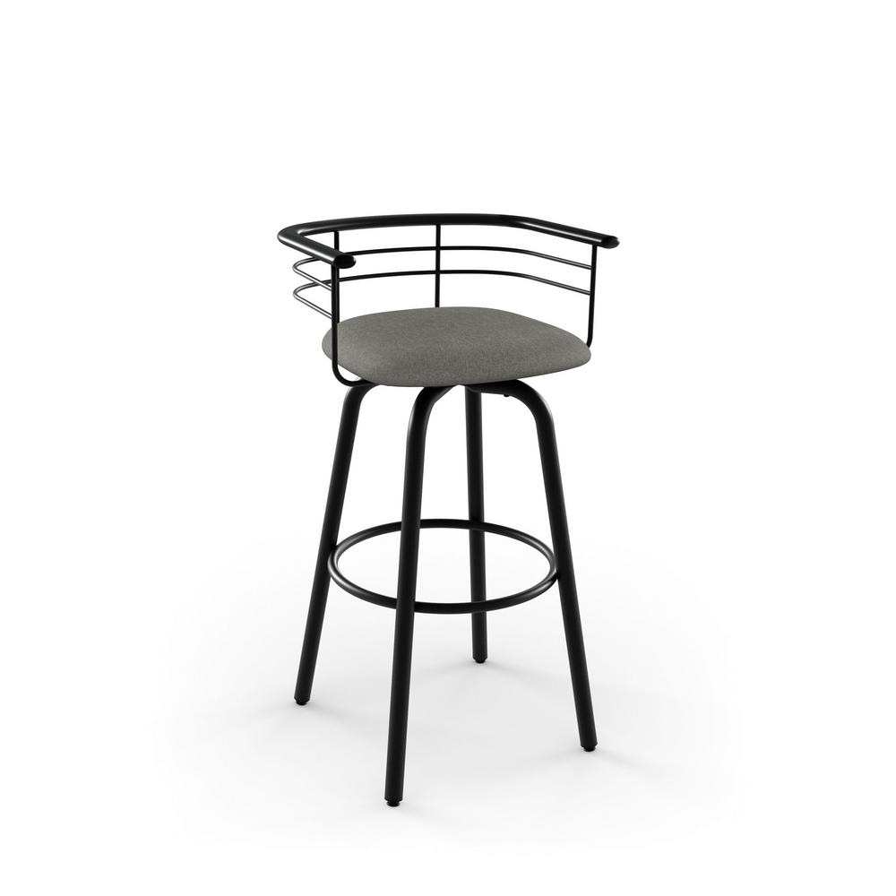 Amisco Turbo 30 In Textured Black Metal Light Cold Grey Polyester Textured Black Metal Light Cold Grey Polyester Barstool