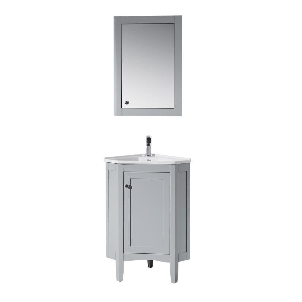 Corner 24 Inch Vanities Bathroom Bath The Home Depot D Corner Vanity In Grey With Porcelain