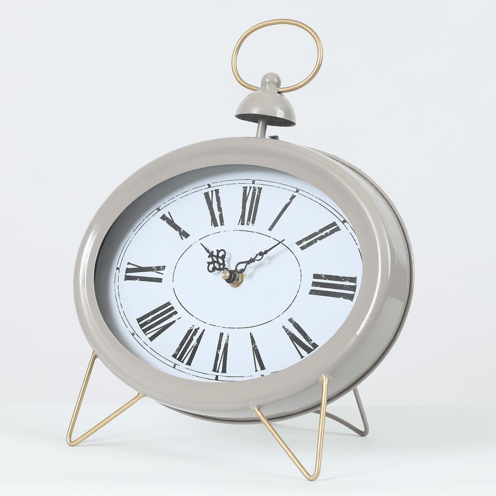 Winsome House Gray Oval Decorative Table Clock Whd519 The Home Depot