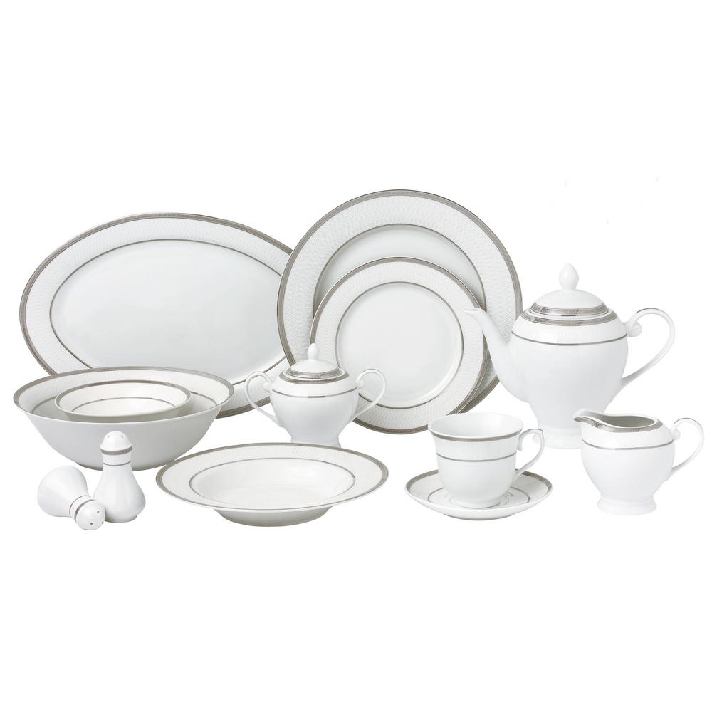 white and silver dinner set