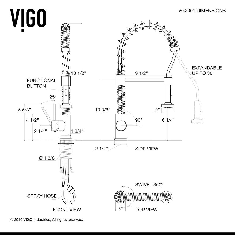Vigo Edison Single Handle Pull Down Sprayer Kitchen Faucet In