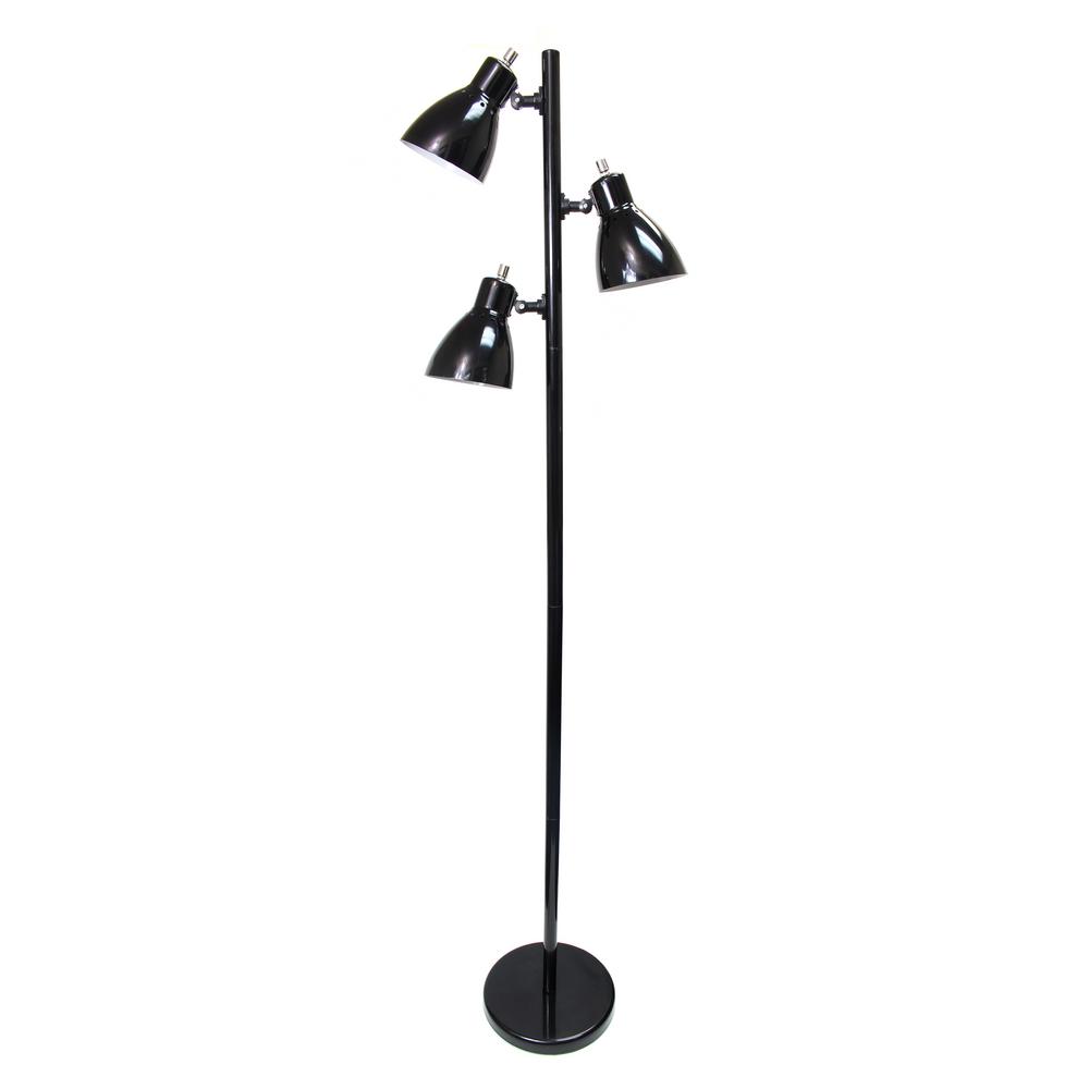 Simple Designs 63.75 in. Metal 3-Light Tree Black Floor Lamp LF2007-BLK ...