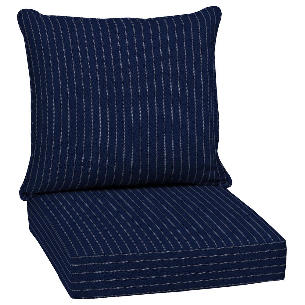 ARDEN SELECTIONS 24 in. x 22.5 in. Navy Woven Stripe Outdoor 2Piece