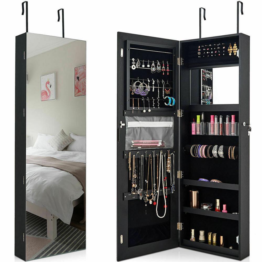 Costway Wall And Door Mounted Jewelry Box Cabinet Lockable Storage
