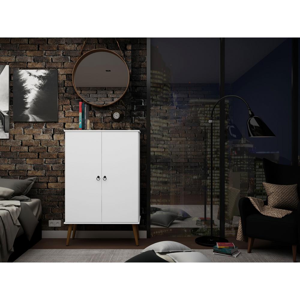 Montauk White Mid Century Modern Accent Storage Cabinet With