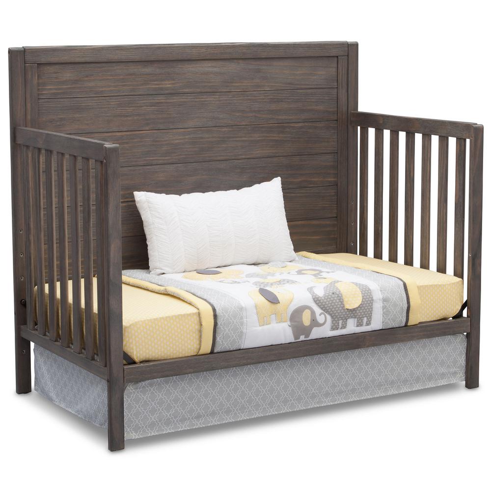 delta cambridge convertible crib in rustic grey