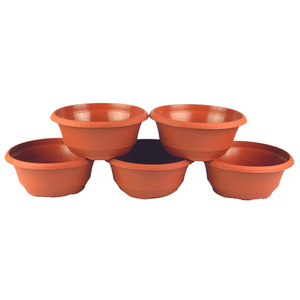 TEKU 7.5 in. Plastic Bowl Planter Terra Cotta (Box of 5)T20SM2175