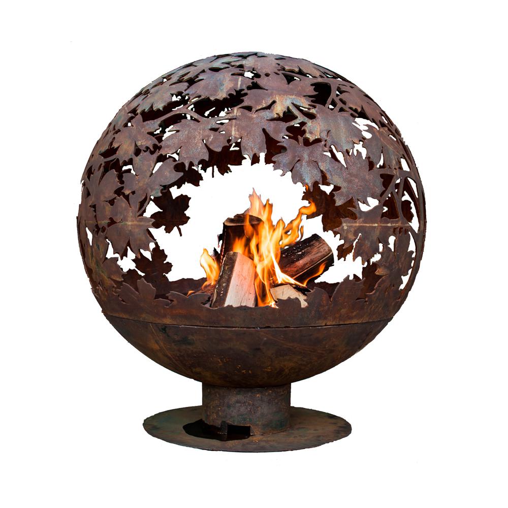 Esschert Design Leaf 32 In X 36 In Round Metal Wood Burning Fire