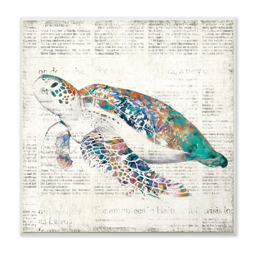 12 In X Multi Colored Sea Turtle On Aged Newspaper By Main Line Art Design Printed Wood Wall 12 In X Multi Colored Sea Turtle On Aged Newspaper By Main Line Art Design Printed Wood Wall
