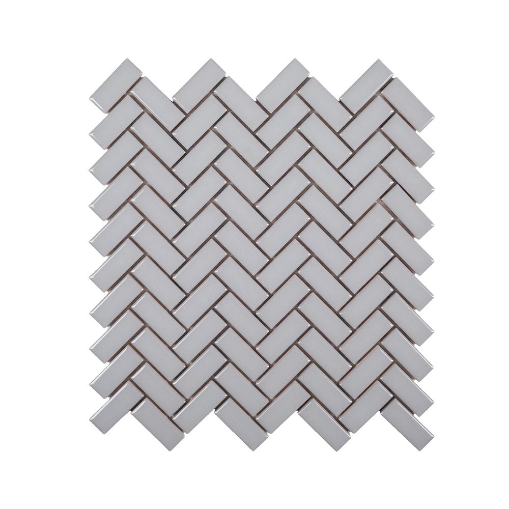 Jeffrey Court Wolfe Grey Herringbone 10.25 in. x 11 in. x 9.5 mm Glossy