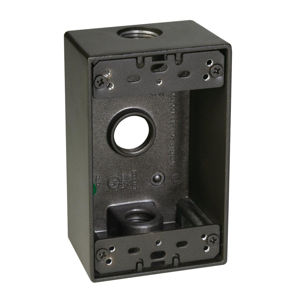 TAYMAC 1/2 in. 1Gang 3Holes Weatherproof Box with TAYMAC 1/2 in. 1Gang 3Holes Weatherproof Box with