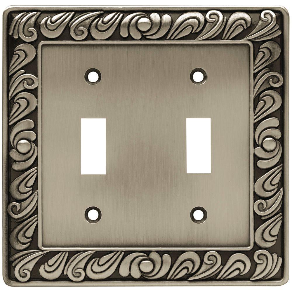 Liberty Paisley Decorative Double Switch Plate Brushed Satin Pewter