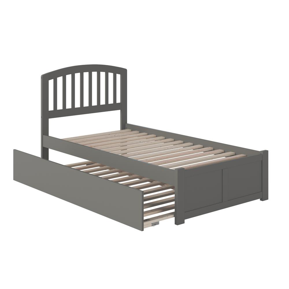 Atlantic Furniture Richmond Grey Twin Platform Bed With Flat Panel Foot Board And Twin Size Urban Trundle Bed Ar8822019 The Home Depot