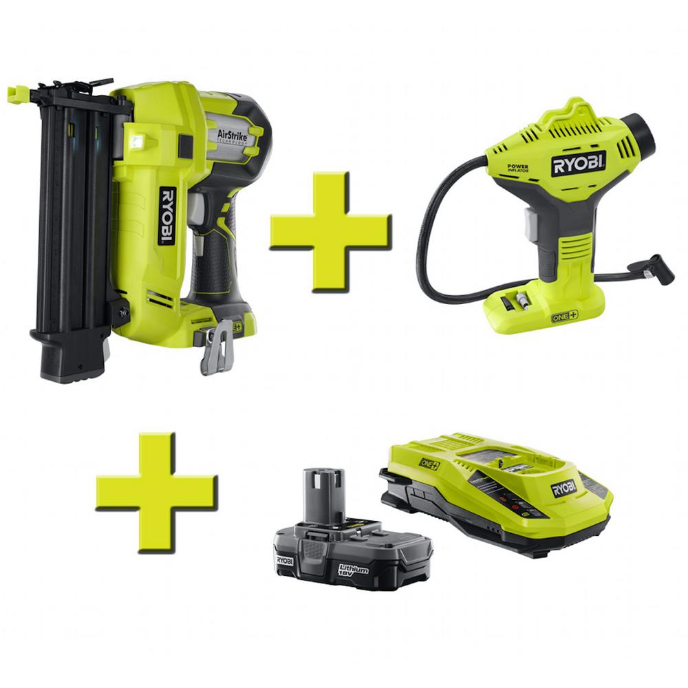 Ryobi 18Volt ONE+ Airstrike 18Gauge Brad Nailer + ONE+ Pistol Grip