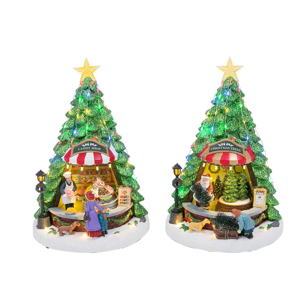 180 Degrees Wood Town Clock Night Before Christmas Village Lighted Scene