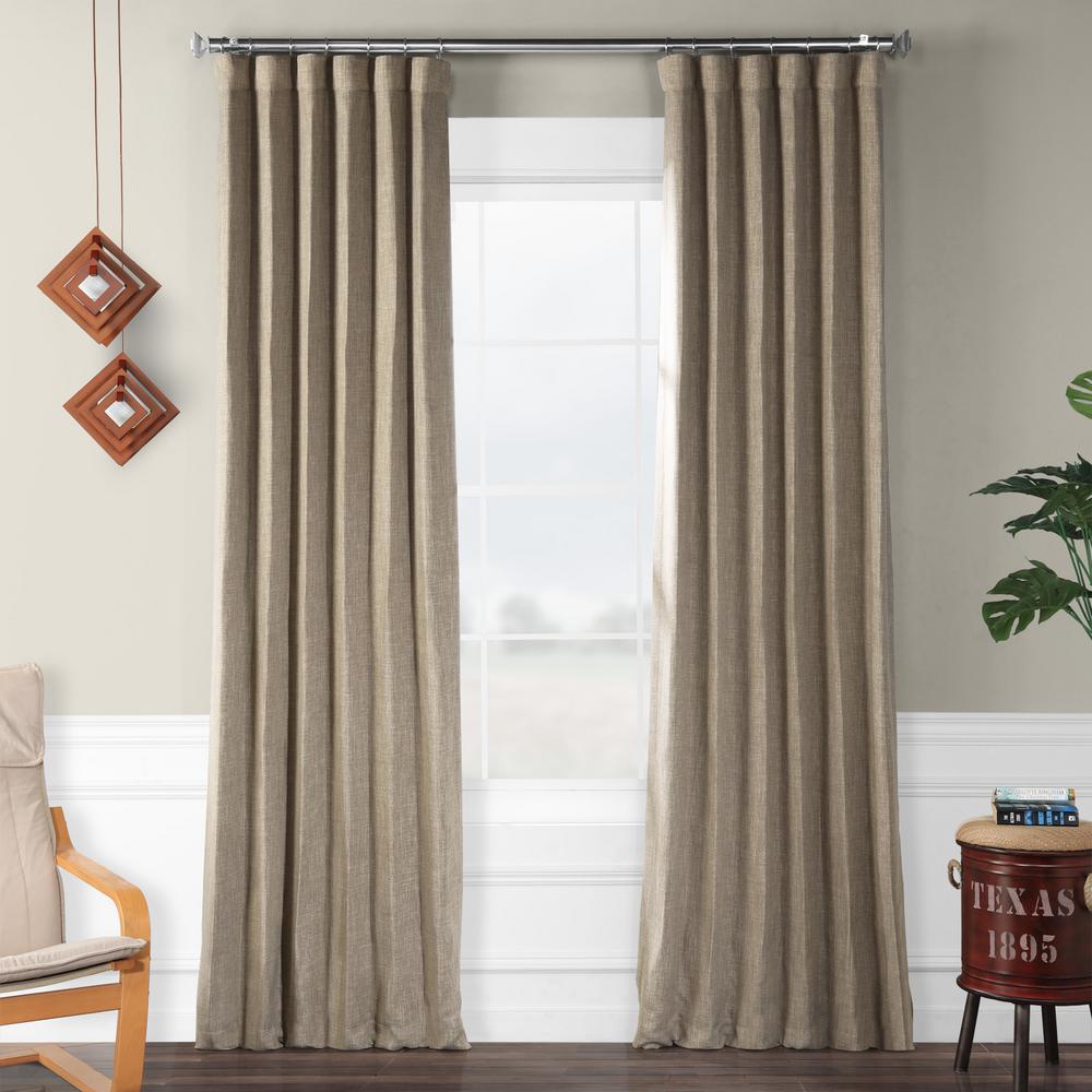 Exclusive Fabrics & Furnishings Mink Gray Faux Linen Blackout Curtain