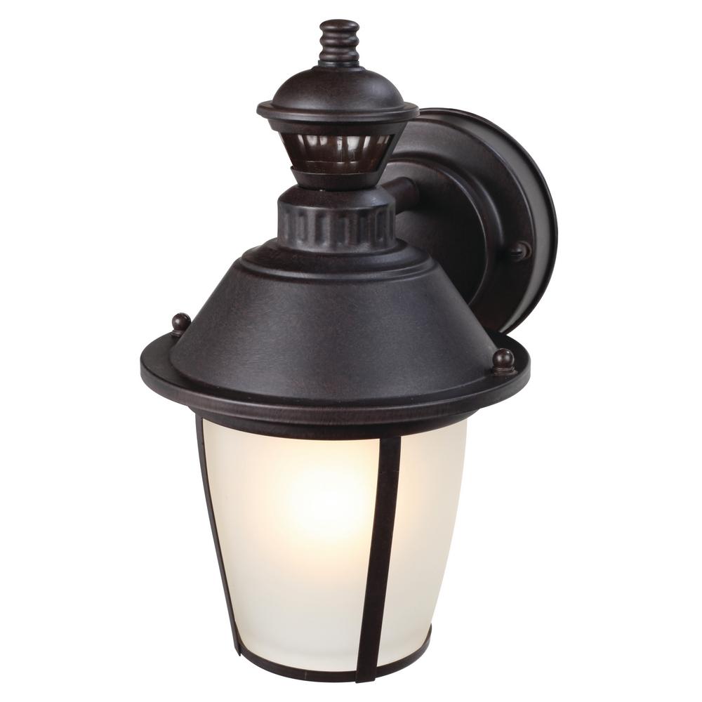Heath Zenith Outdoor Wall Mounted Lighting 1 Light Heritage Bronze Motion Activated Outdoor Wall
