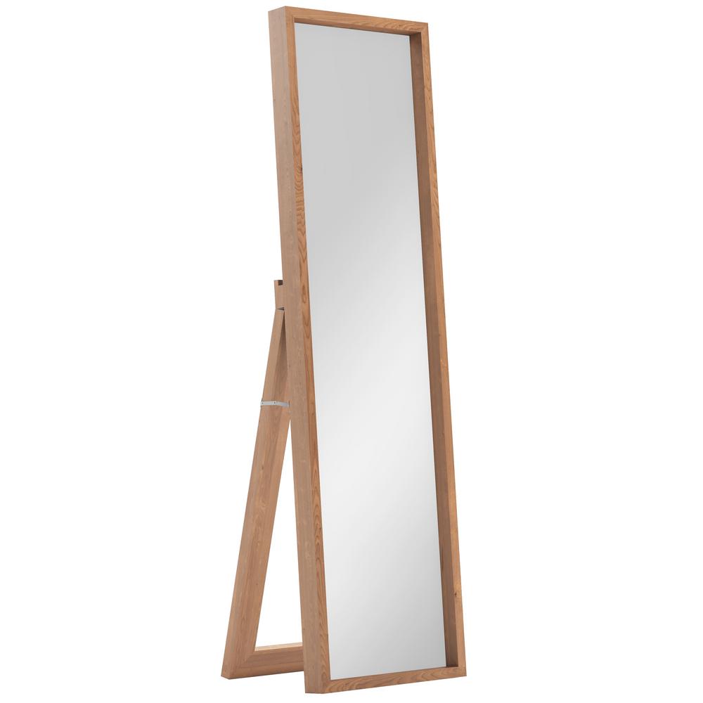 Simpli Home Kenna Natural Standing Shadow Box Decor Mirror Axcmken