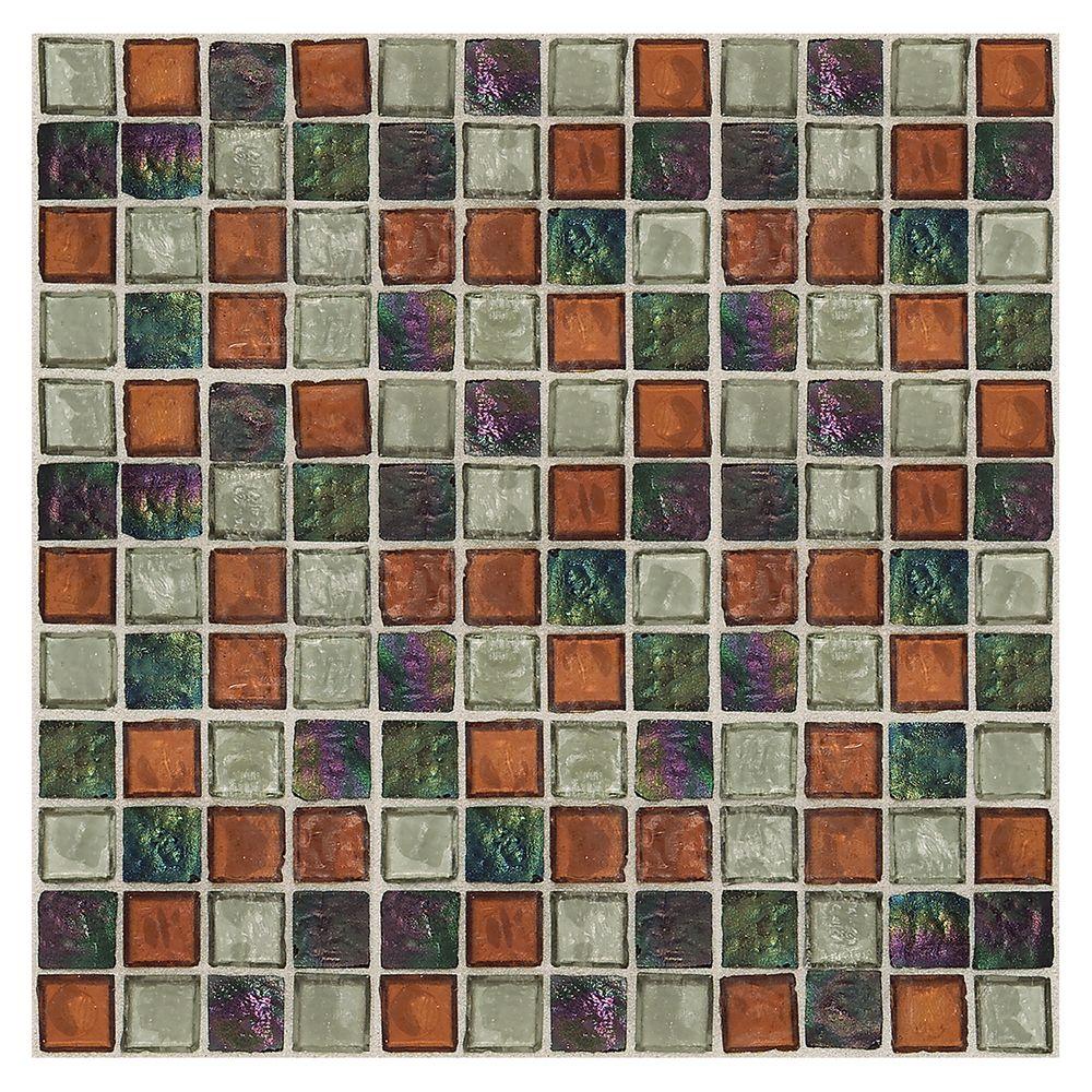 Daltile Egyptian Glass Amber Medley 12 in. x 12 in. x 6 mm Glass Face