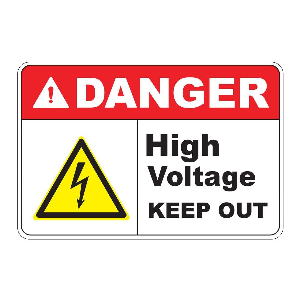 12 in x 8 in Plastic Danger High Voltage Safety Sign PSE 