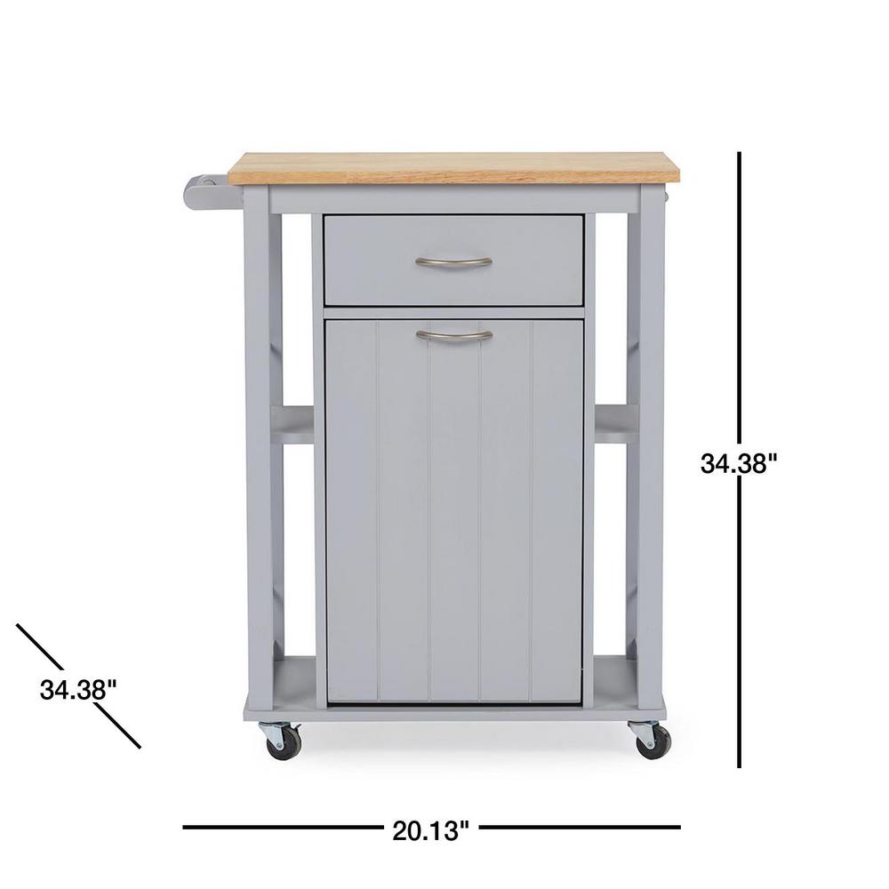 Baxton Studio Yonkers Gray Kitchen Cart With Natural Wood Top 28862 6121 Hd The Home Depot