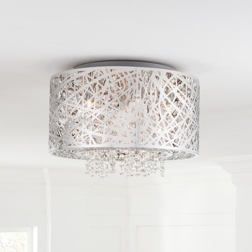 Home Decorators Collection 15.75 in. 7-Light Stainless Steel Flush ...