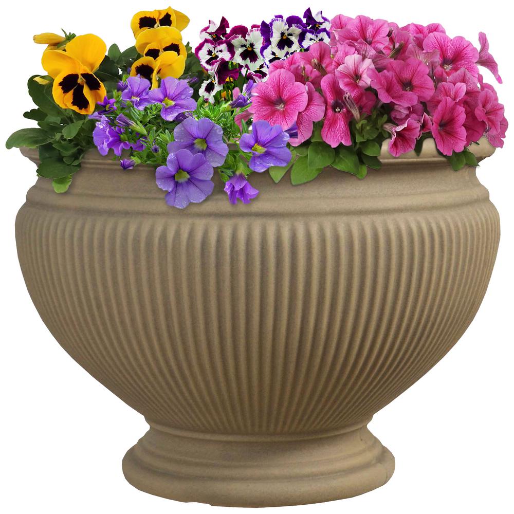 Sunnydaze Decor 16 in Pebble Elizabeth Poly Flower  Pot  