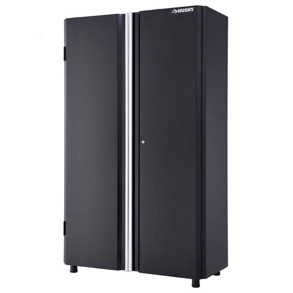 Husky 48 in. W x 72 in. H x 18 in. D Steel Garage Floor Cabinet, Smooth glossy black powder coating was $499.99 now $374.99 (25.0% off)