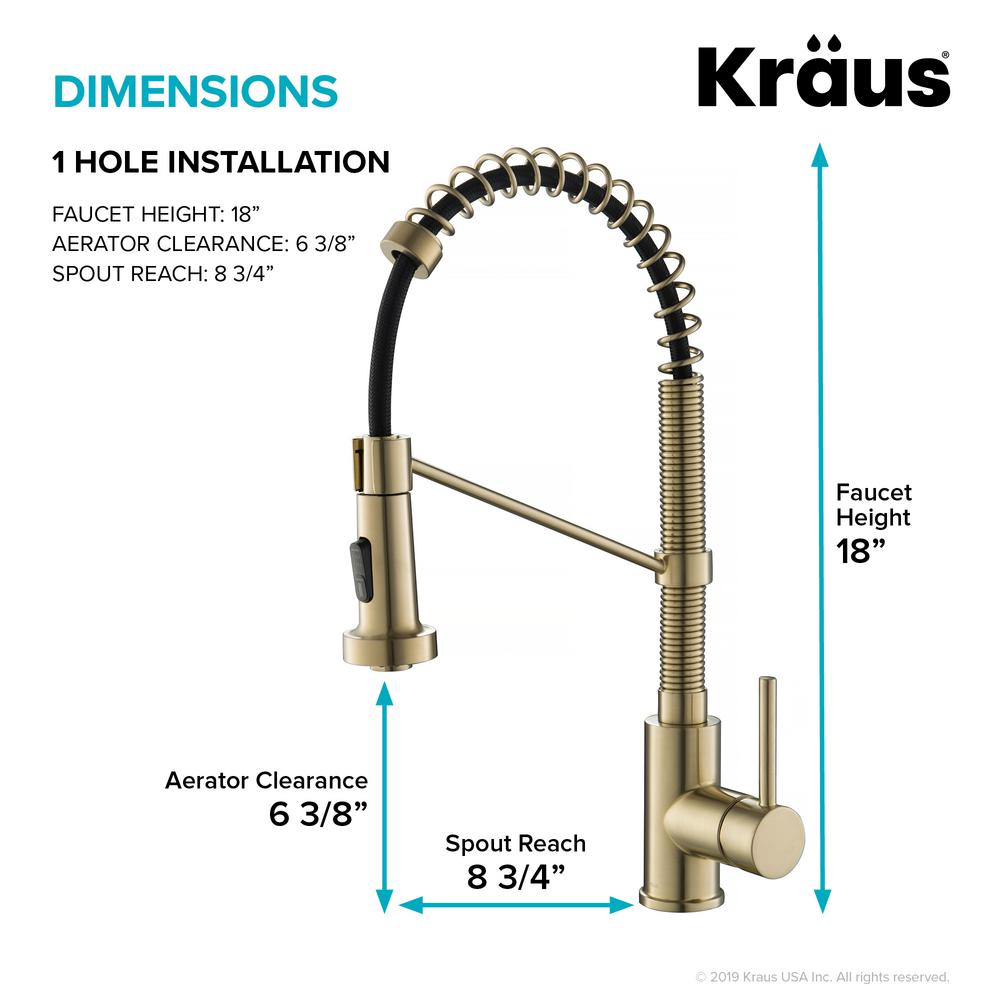 Kraus Bolden Single Handle Pull Down Sprayer Kitchen Faucet With Dual Function Sprayhead In Brushed Gold Kpf 1610bg The Home Depot