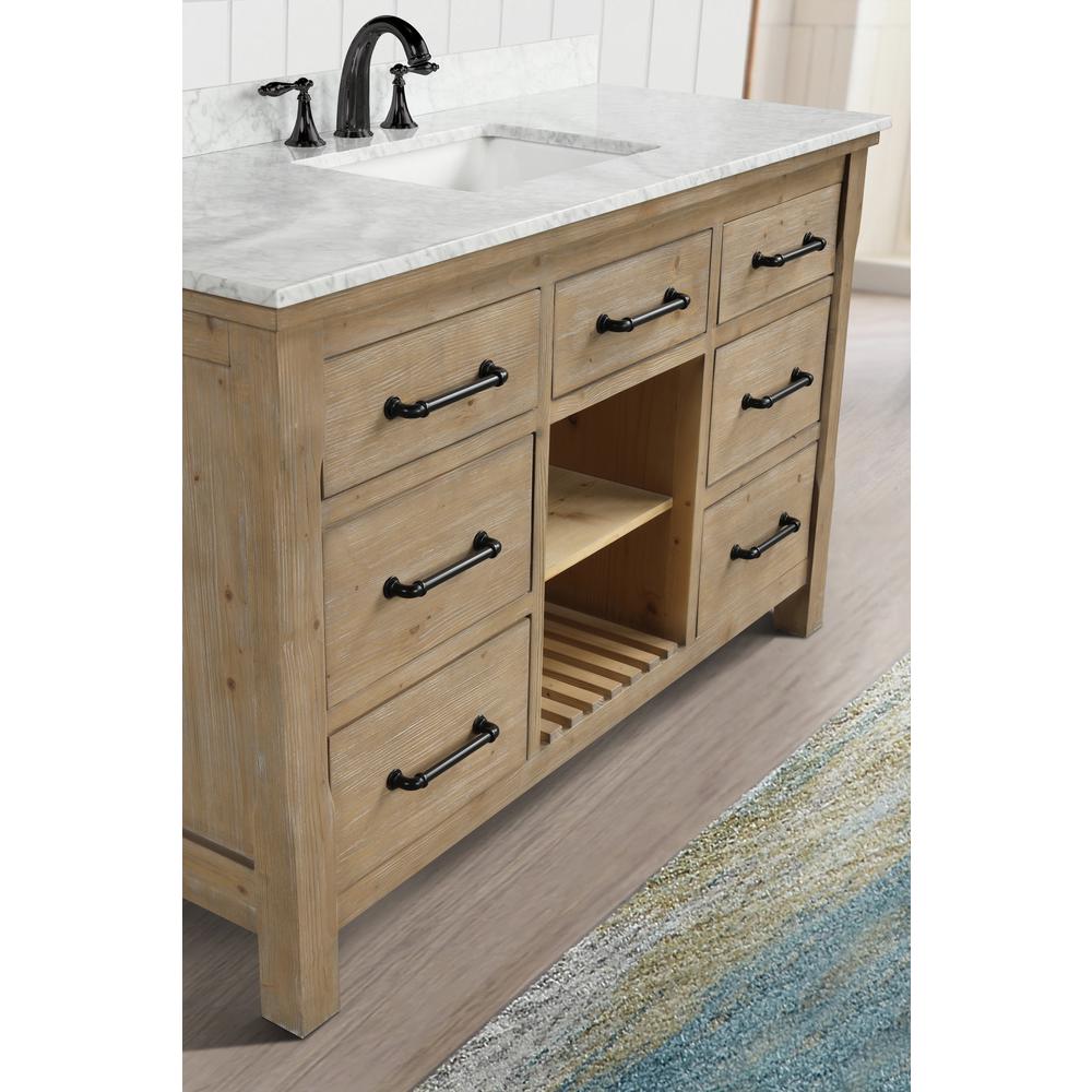 Ari Kitchen And Bath Lauren 55 In Single Bath Vanity In Weathered Fir With Marble Vanity Top In Carrara White With White Basin Akb Lauren 55 Weathfir The Home Depot