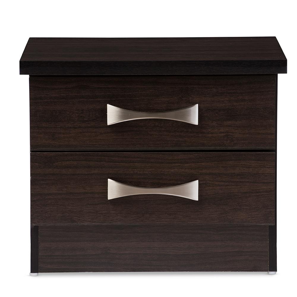 Baxton Studio Colburn 2 Drawer Dark Brown Wood Nightstand 28862 6489 Baxton Studio Colburn 2 Drawer Dark Brown Wood Nightstand