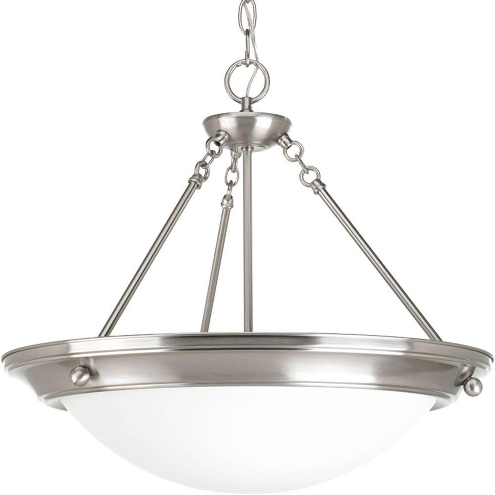 Progress Lighting Eclipse 4 Light Brushed Nickel Foyer Pendant With Progress Lighting Eclipse 4 Light Brushed Nickel Foyer Pendant With Satin White Glass