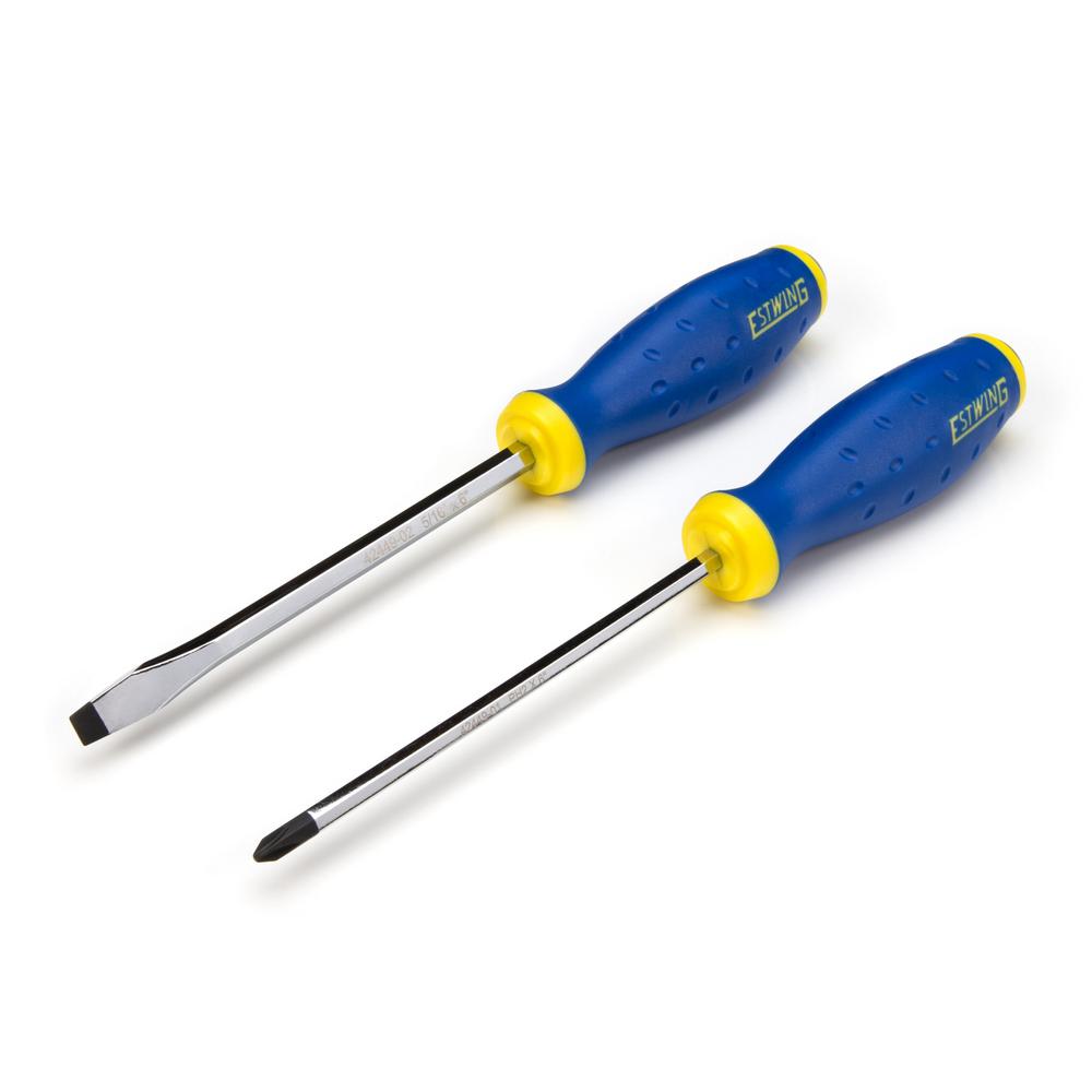 MAGNETIC TIPS Phillips and Slotted Screwdriver 2piece Rust Resistant Ergonomic Fluted