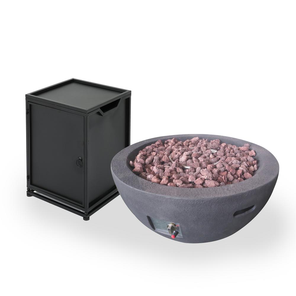 Noble House Marcel 34 In X 16 5 In Concrete Round Gas Fire Pit