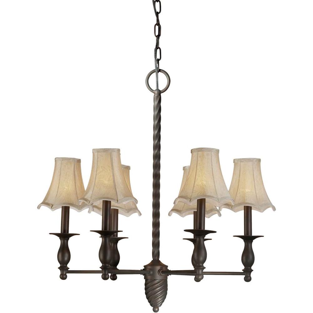 Talista 6 Light Antique Bronze Chandelier With Fabric Shades Cli Talista 6 Light Antique Bronze Chandelier With Fabric Shades