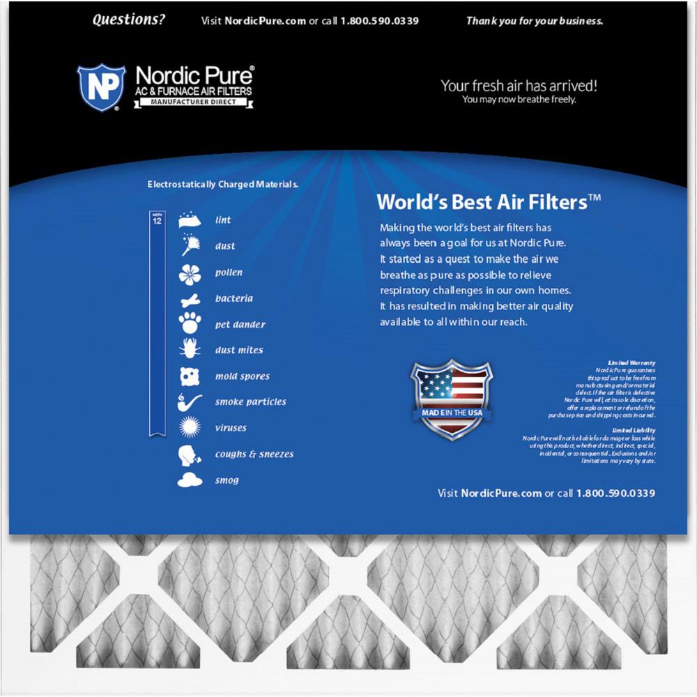 Nordic Pure 21x21x1 MPR 1085 Pleated Micro Allergen Extra Reduction Replacement AC Furnace Air Filters 4 Pack