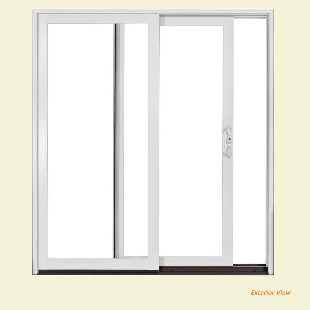 72 In X 80 In W 2500 White Clad Wood Right Hand Sliding Patio Door With Lowe Glass