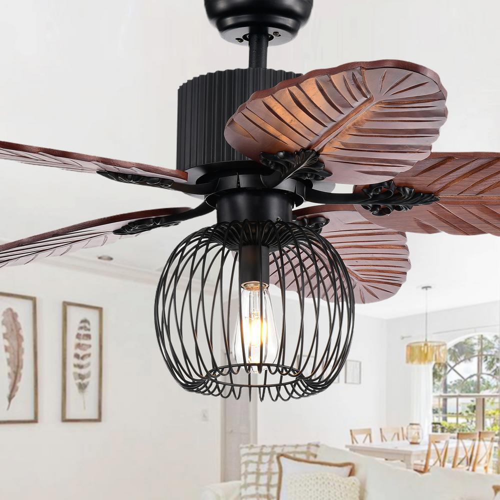 Warehouse Of Tiffany Aguano 48 In Indoor Black Finish Remote Controlled Ceiling Fan With Light Kit