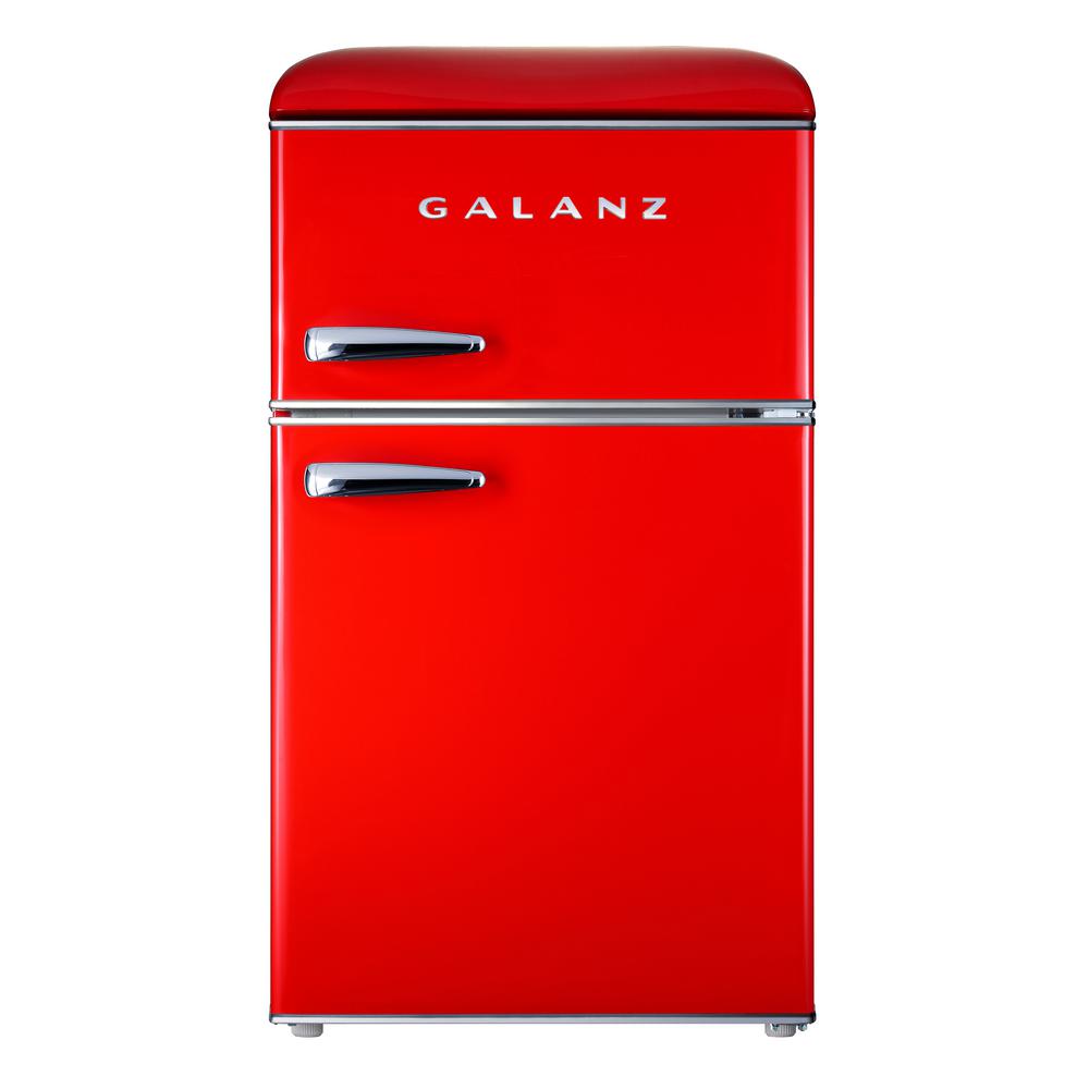Galanz 3.1 cu. ft. Retro Mini Fridge with Dual Door True Freezer in