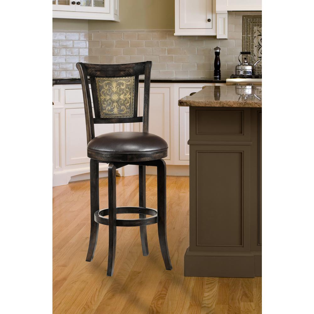 Camille 26 5 In Dark Brown Swivel Cushioned Bar Stool Camille 26 5 In Dark Brown Swivel Cushioned Bar Stool