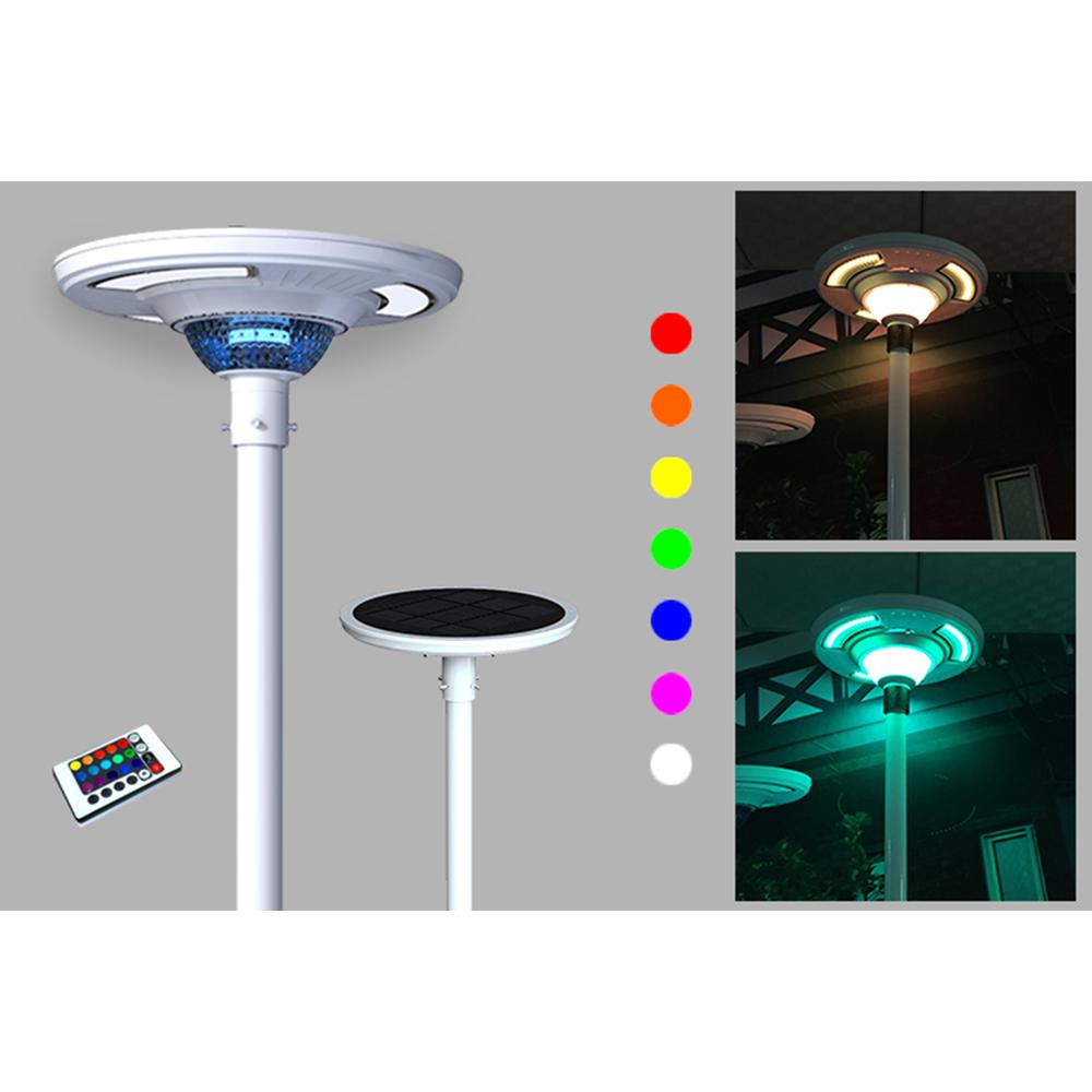 Solar Powered Post Light Lighting Outdoor The 360 White Ufo Round Solar Powered Outdoor Motion Sensing Rgb Integrated Led Post Light W