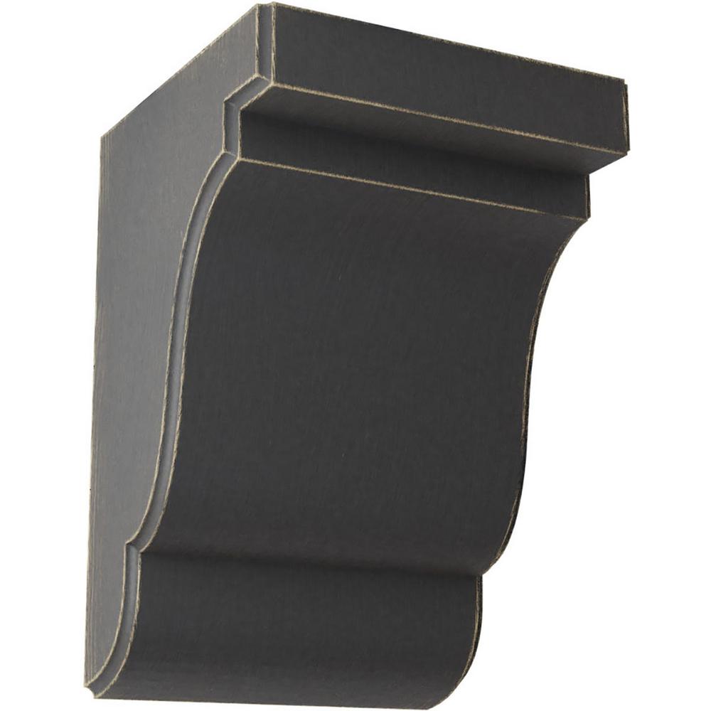 Ekena Millwork 5 1 4 In X 7 1 2 In X 5 In Black Bedford Wood Vintage Decor Bracket Bktwd05x05x08bebl The Home Depot
