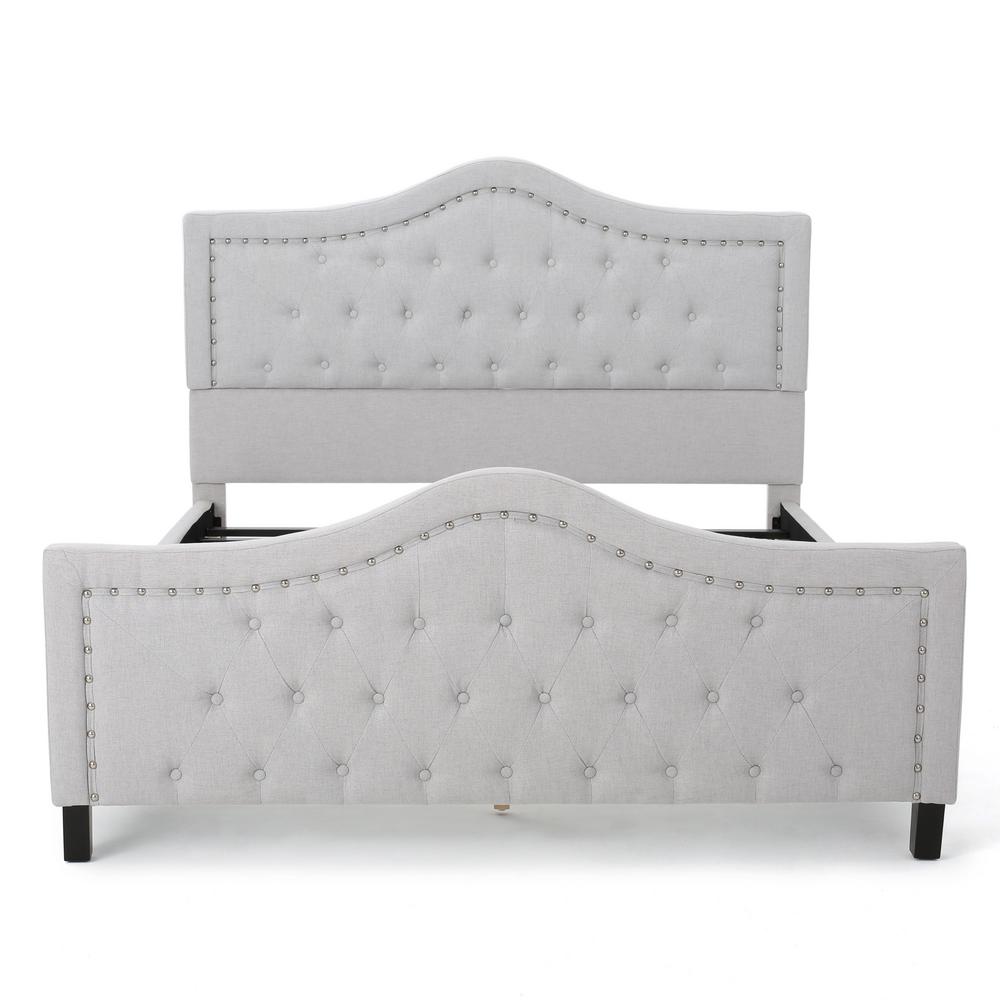 Noble House Light Gray Fully Upholstered QueenSize Bed Set12154 The Home Depot