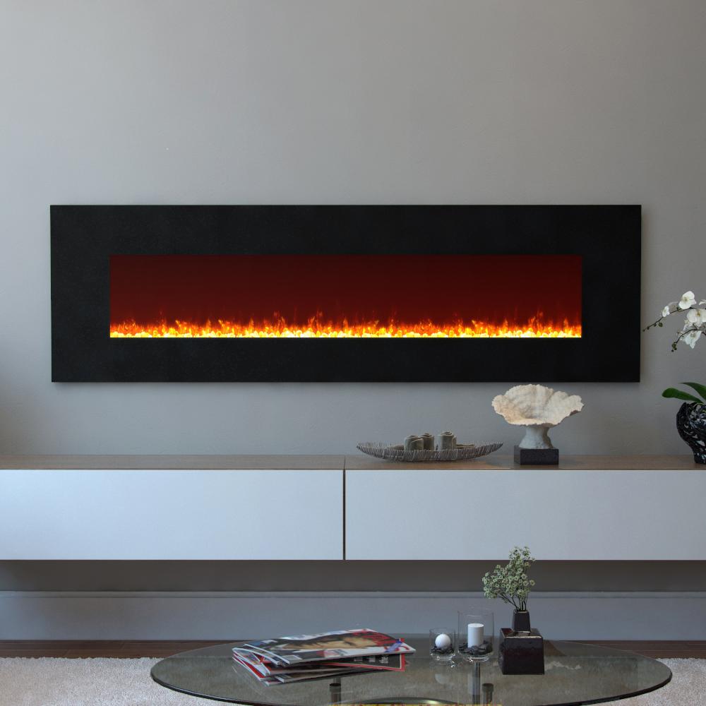 Moda Flame Skyline 72 In Crystal Electric Wall Mounted Skyline Crystal Electric Wall Mounted Fireplace In Black