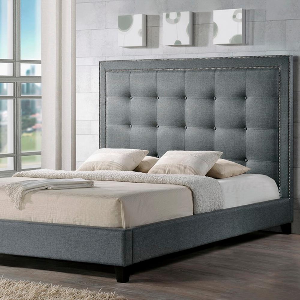 Baxton Studio Hirst Transitional Gray Fabric Upholstered Queen Size Baxton Studio Hirst Transitional Gray Fabric Upholstered Queen Size Bed