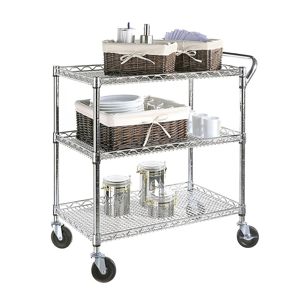 Home Garden Kitchen Islands Kitchen Carts Industrial Utility Cart Wire Metal Rolling Office Kitchen Storage Food 3 Shelf Stbaliaacid