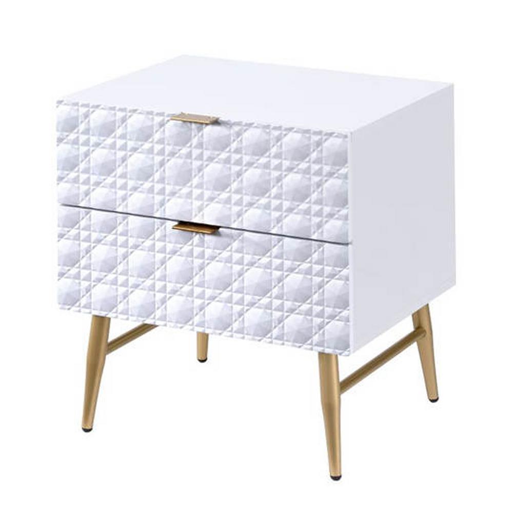 White And Gold Nightstands Bedroom Furniture The Home Depot