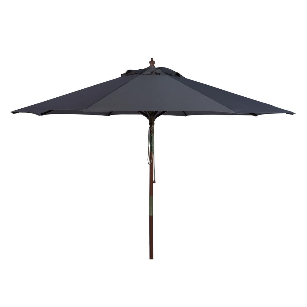 Safavieh Cannes 9 Ft Wood Market Patio Umbrella In Navy Pat8009c The Home Depot